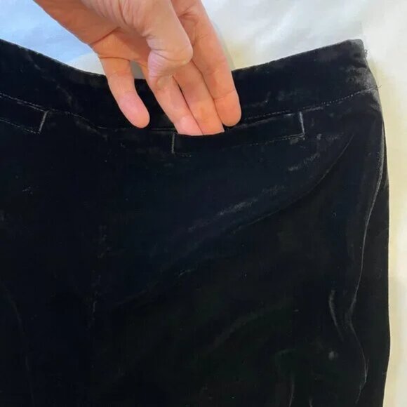 Anthropologie Black Velvet Flowy Wide Leg Pants Side Zipper Button Size 6 - Picture 5 of 15